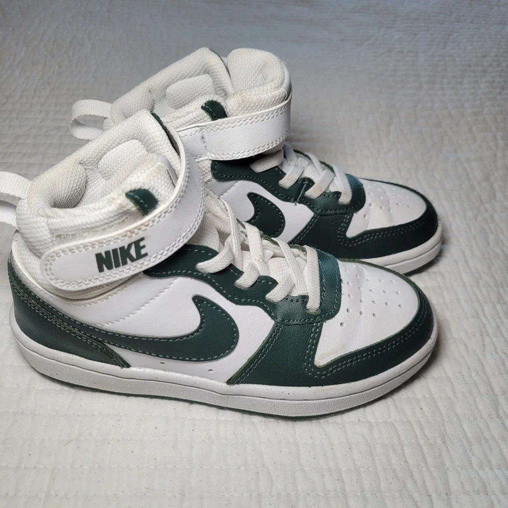 Nike Court Borough Mid 2 Kids Shoes‎ White Pro Green CD7783-119 Size 12C NWOT